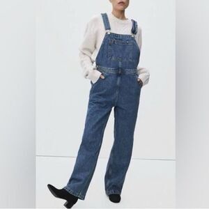 Everlane The Denim Blue Organic Cotton Bib Overalls Women's Size 4